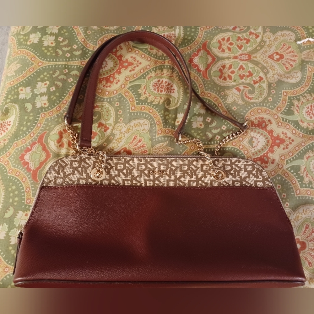 DKNY maroon tan handbag shoulder bag purse NWOT new without tags